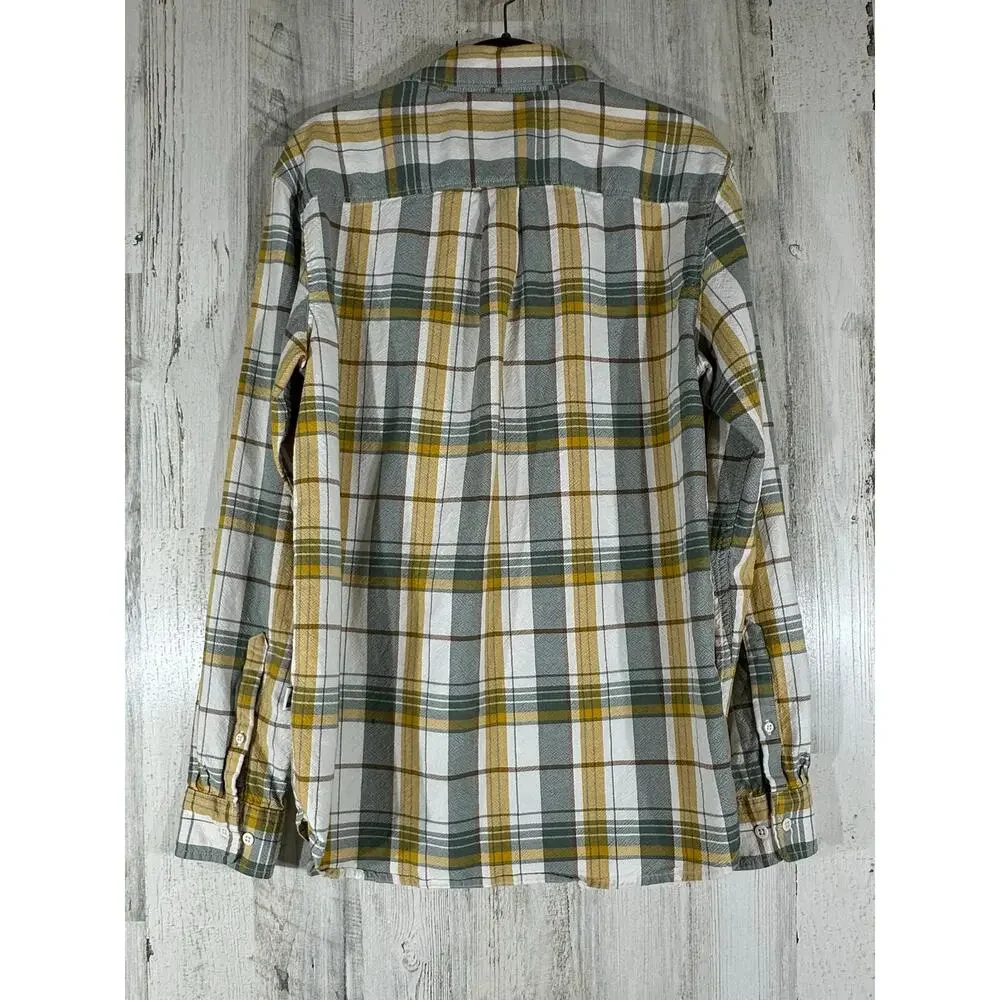 North Face Mens Hayden Pass 2.0 Shirt Size Medium Gray‎ Yellow Plaid 100% Cotton